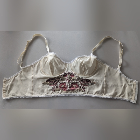 Designer PATRIZIA PEPE Silk Floral Embroidery Sequins Bustier. Vintage. Sz 42 EU - Picture 2 of 16